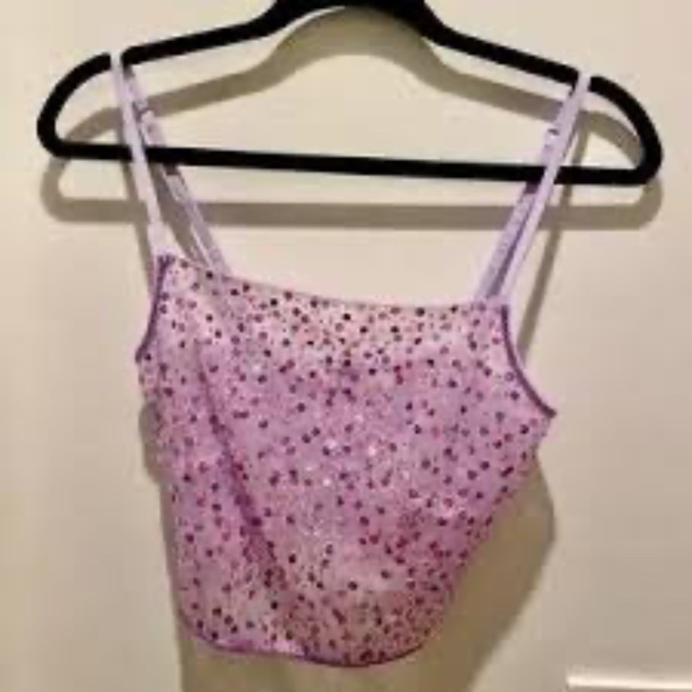 dyspnea NWT purple tank top never worn mint condition sparkle glitter cowboy tan